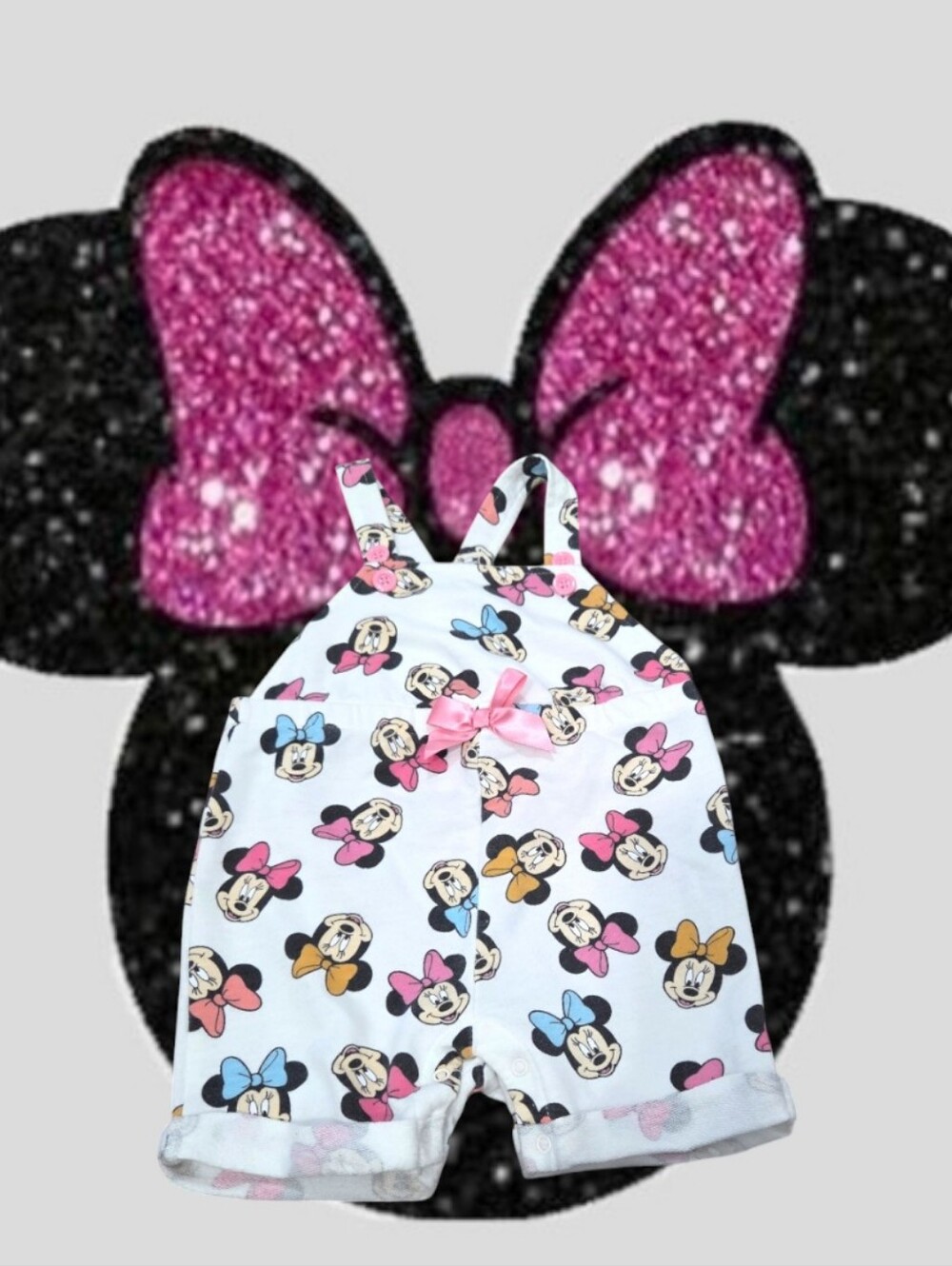 Disney Baby Girl's Minnie Mouse   Print Shortall Overall Romper